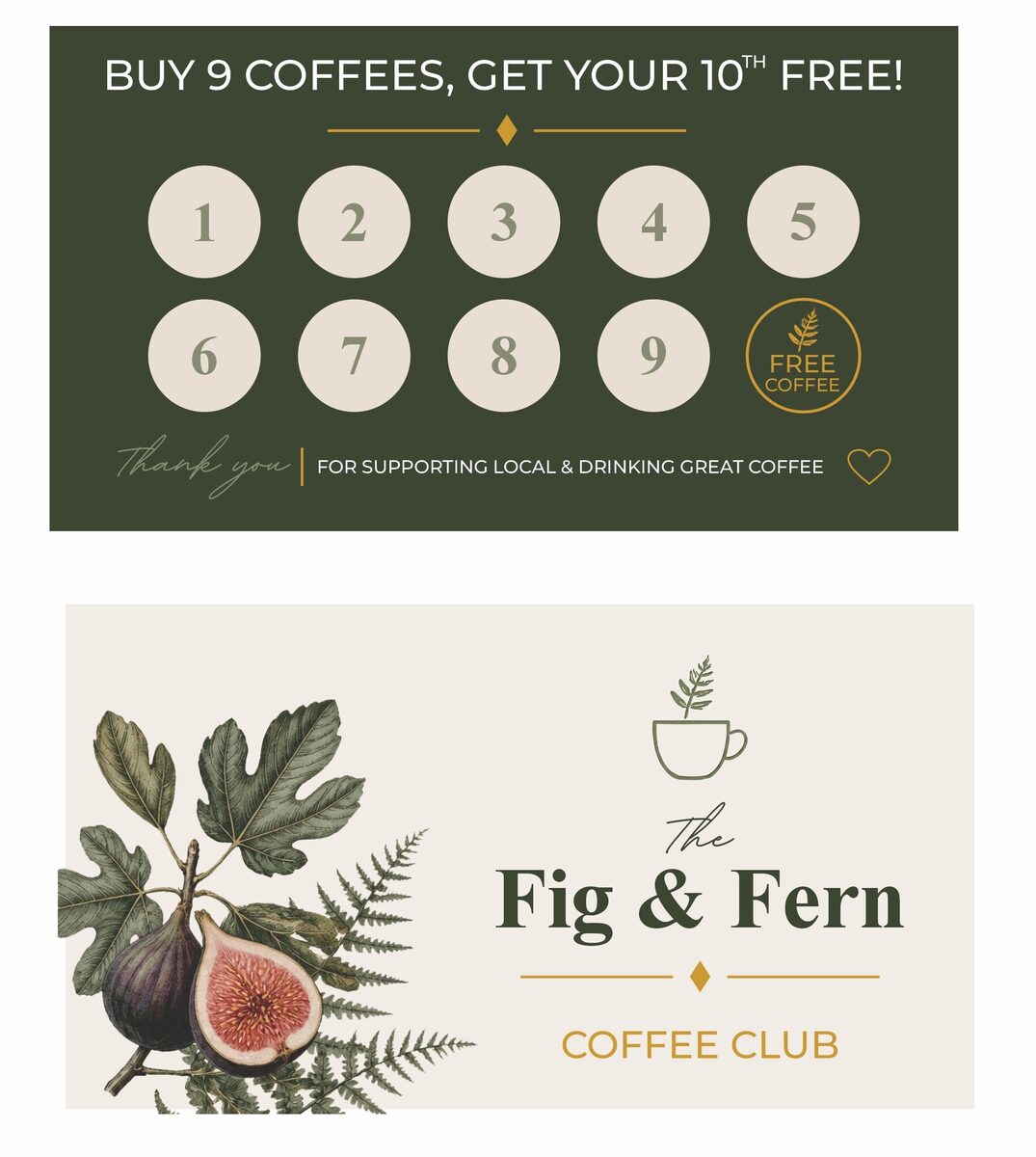 The Fig & Fern Coffee Club loyalty card